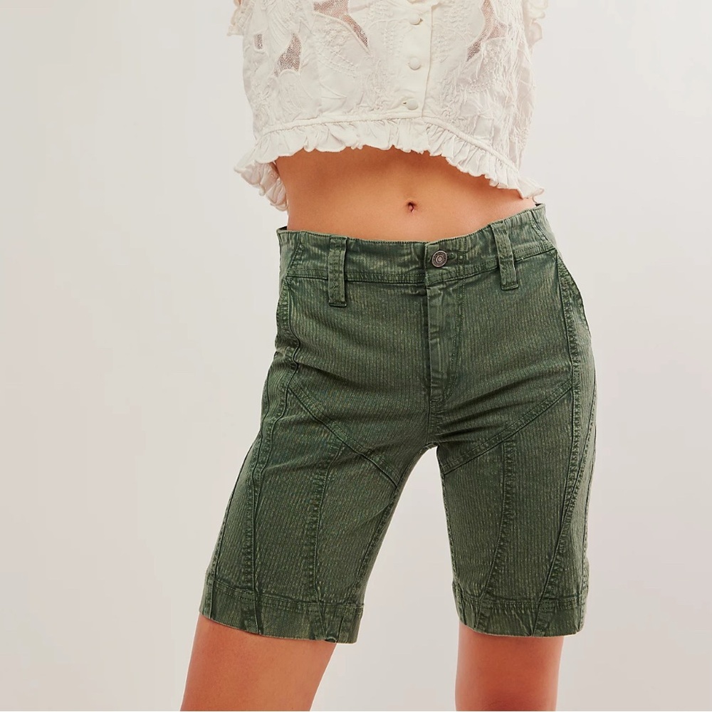 Free People | Bette Washed Moto Shorts in Dried Pine | Women’s Shorts | NWT